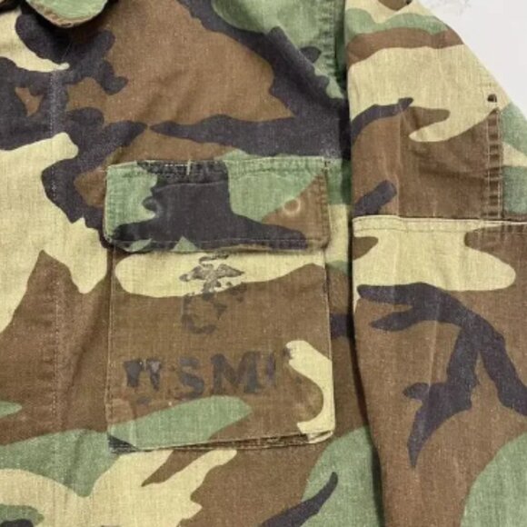 Vintage 80s USMC Camo Military Combat Shirt - Picture 2 of 3